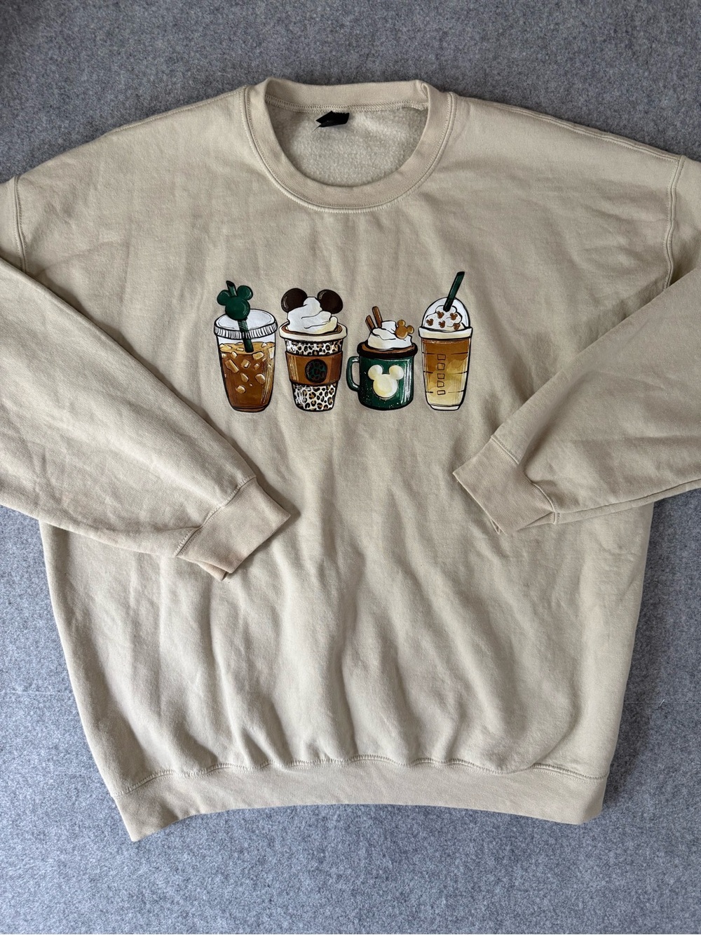 Disney Mickey Coffee Cups Graphic Crewneck Sweatshirt 2XL